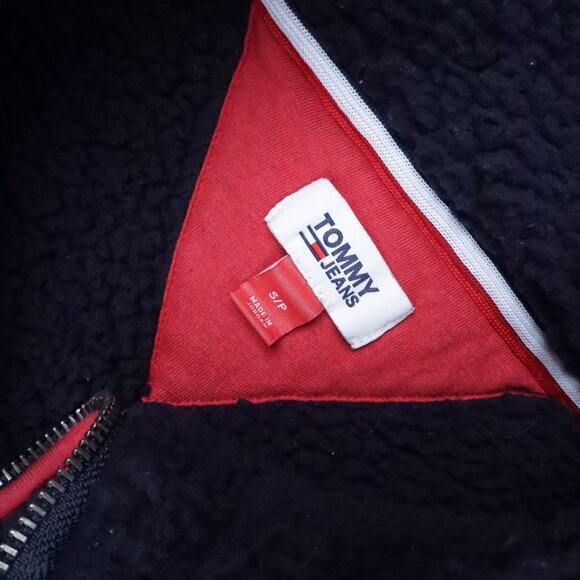 Womens Tommy Hilfiger Jeans High Pile Logo Small Blue Long Sleeve 1/4 Zip Jacket - Picture 5 of 10